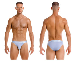 Light blue jor 2142 element bikini men’s briefs with smooth stretchy fabric and subtle waistband logo