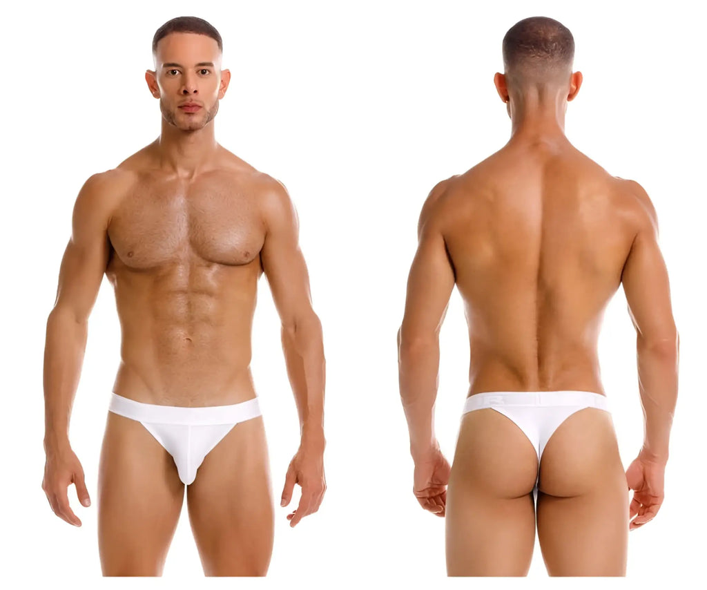 White seamless jor 2144 element thongs briefs with smooth design shown from the back side in white color