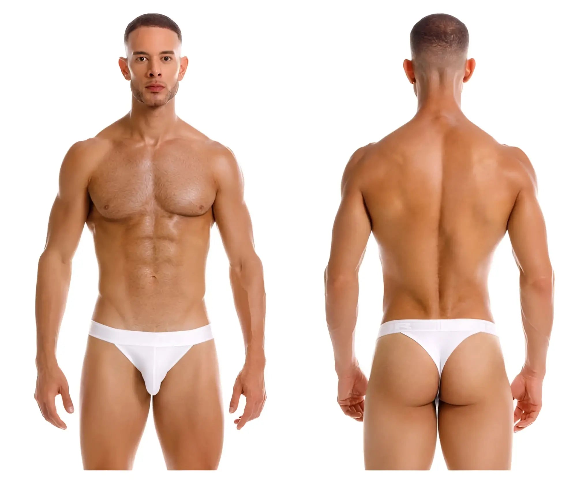 White seamless jor 2144 element thongs briefs with smooth design shown from the back side in white color