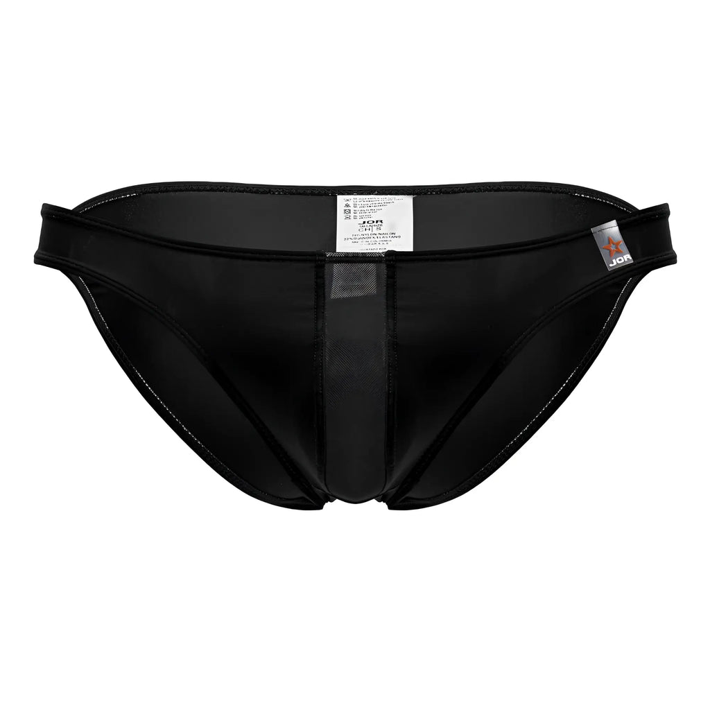 Black jor 2150 apolo bikini swim trunks with sleek glossy finish and central seam detail
