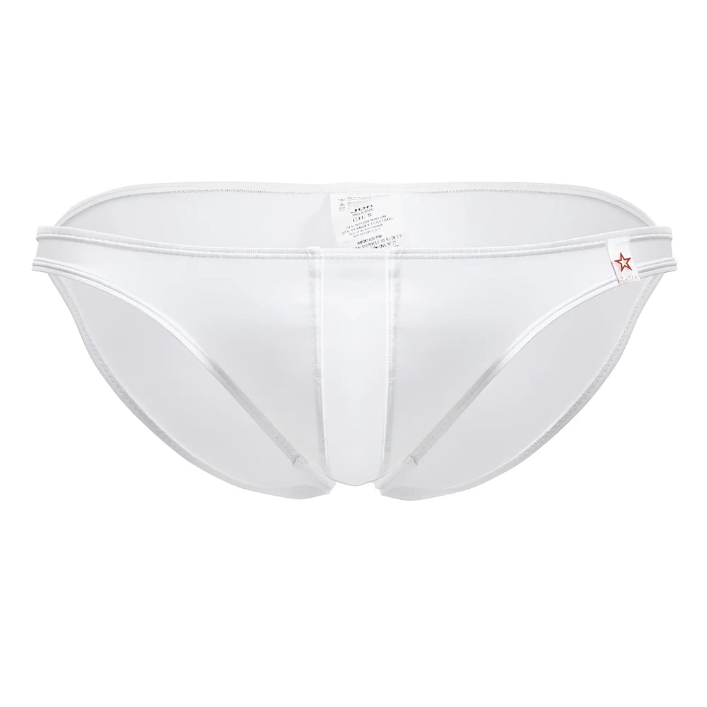 White jor 2150 apolo bikini briefs with a sleek mesh design and subtle stitching details in white color