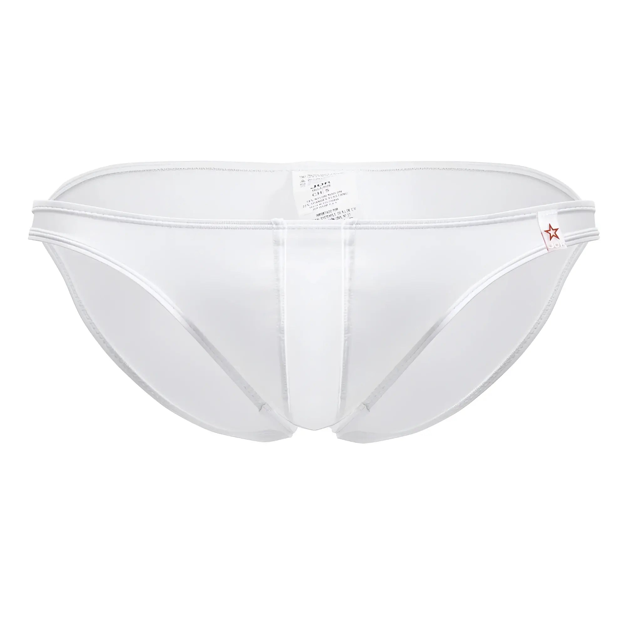 White jor 2150 apolo bikini briefs with a sleek mesh design and subtle stitching details in white color