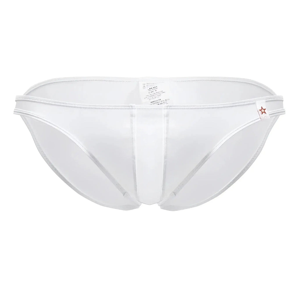 White jor 2150 apolo bikini briefs with a sleek mesh design and subtle stitching details in white color