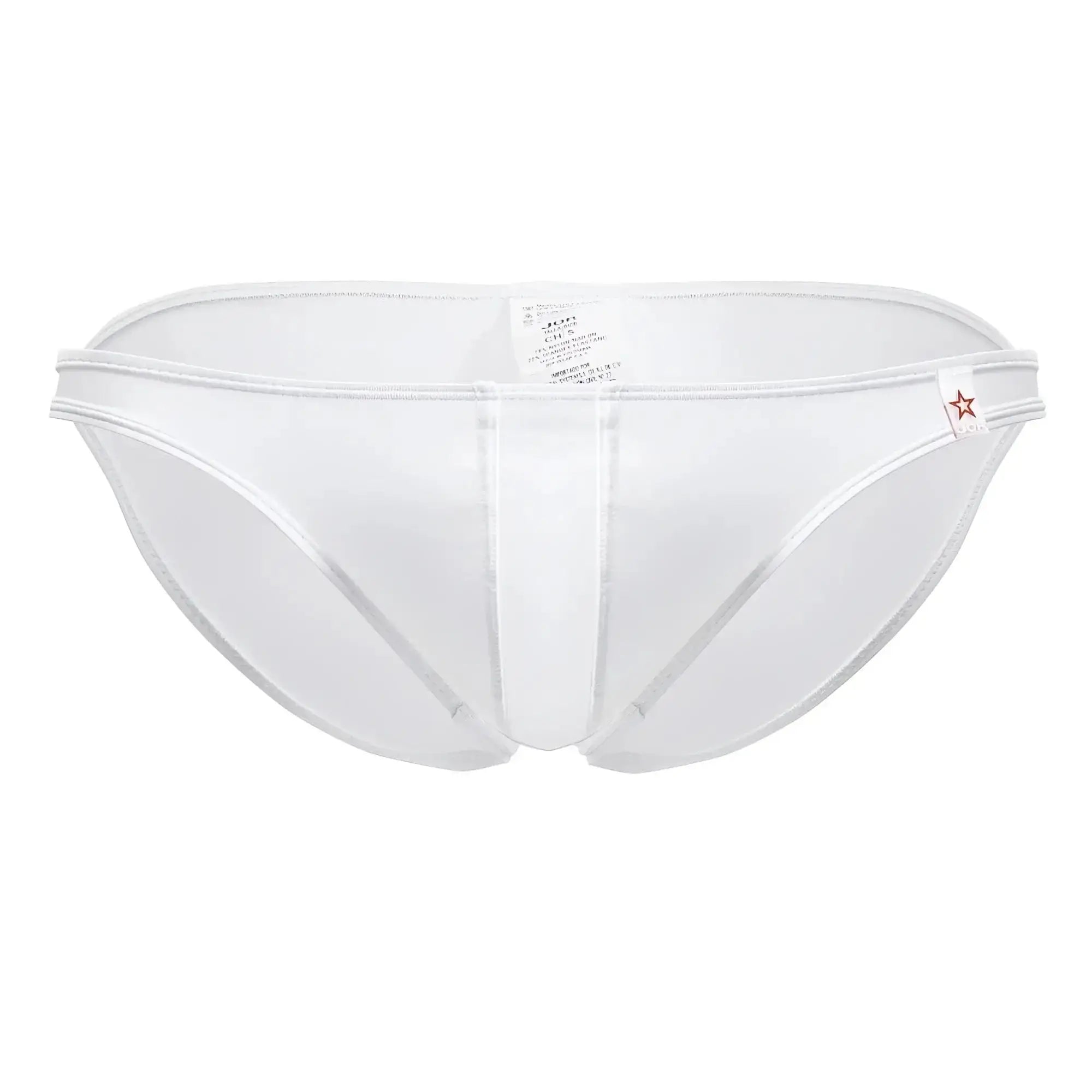 White jor 2150 apolo bikini briefs with a sleek mesh design and subtle stitching details in white color