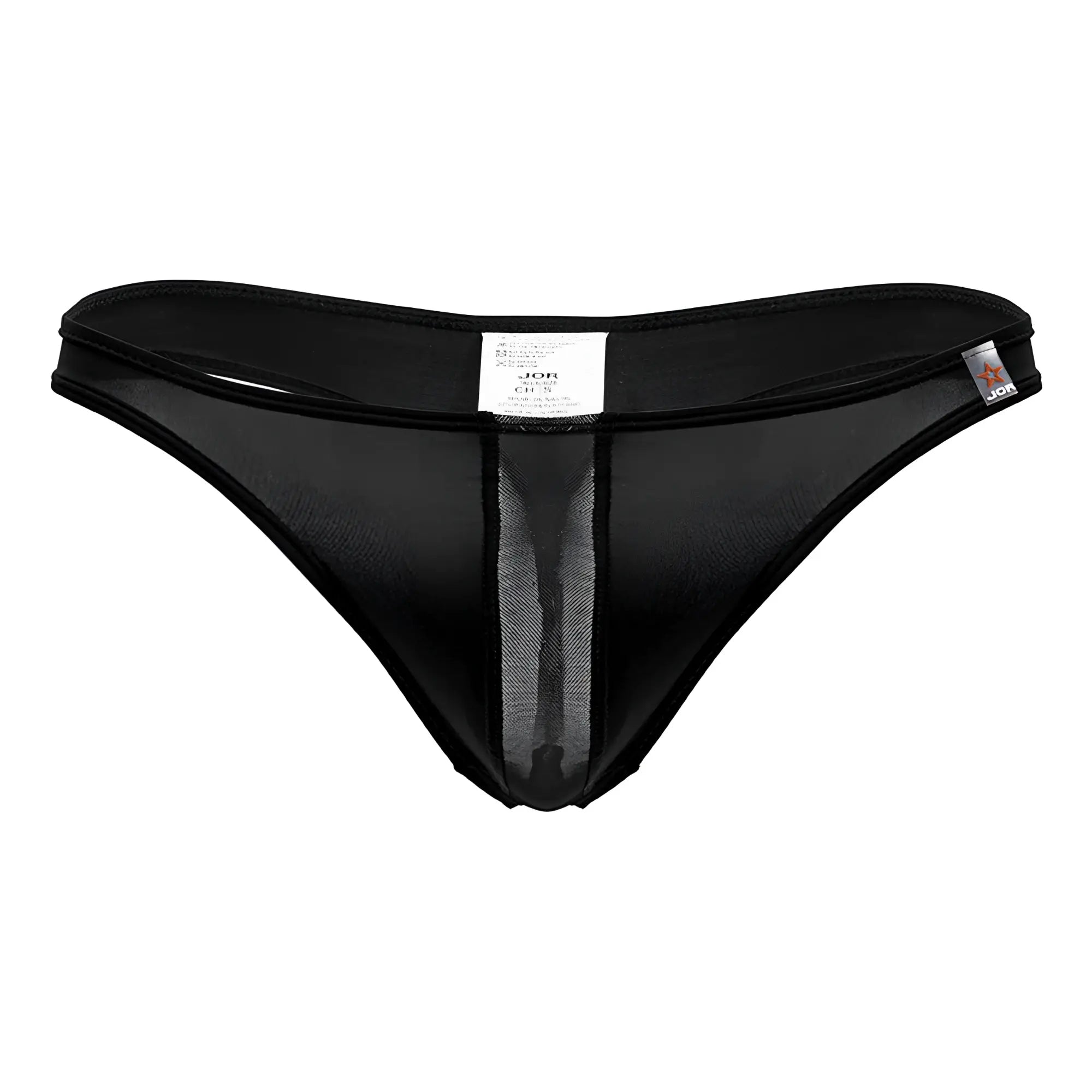 Black jor 2151 apolo thong featuring a sheer mesh panel down the center in lightweight breathable fabric