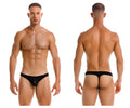Black sheer mesh briefs with a solid black waistband from jor 2151 apolo thongs collection front view