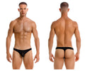 Black sheer mesh briefs with a solid black waistband from jor 2151 apolo thongs collection front view