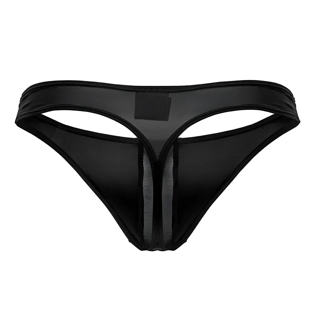 Black sheer mesh thong jor 2151 apolo with solid black waistband and center panel front view