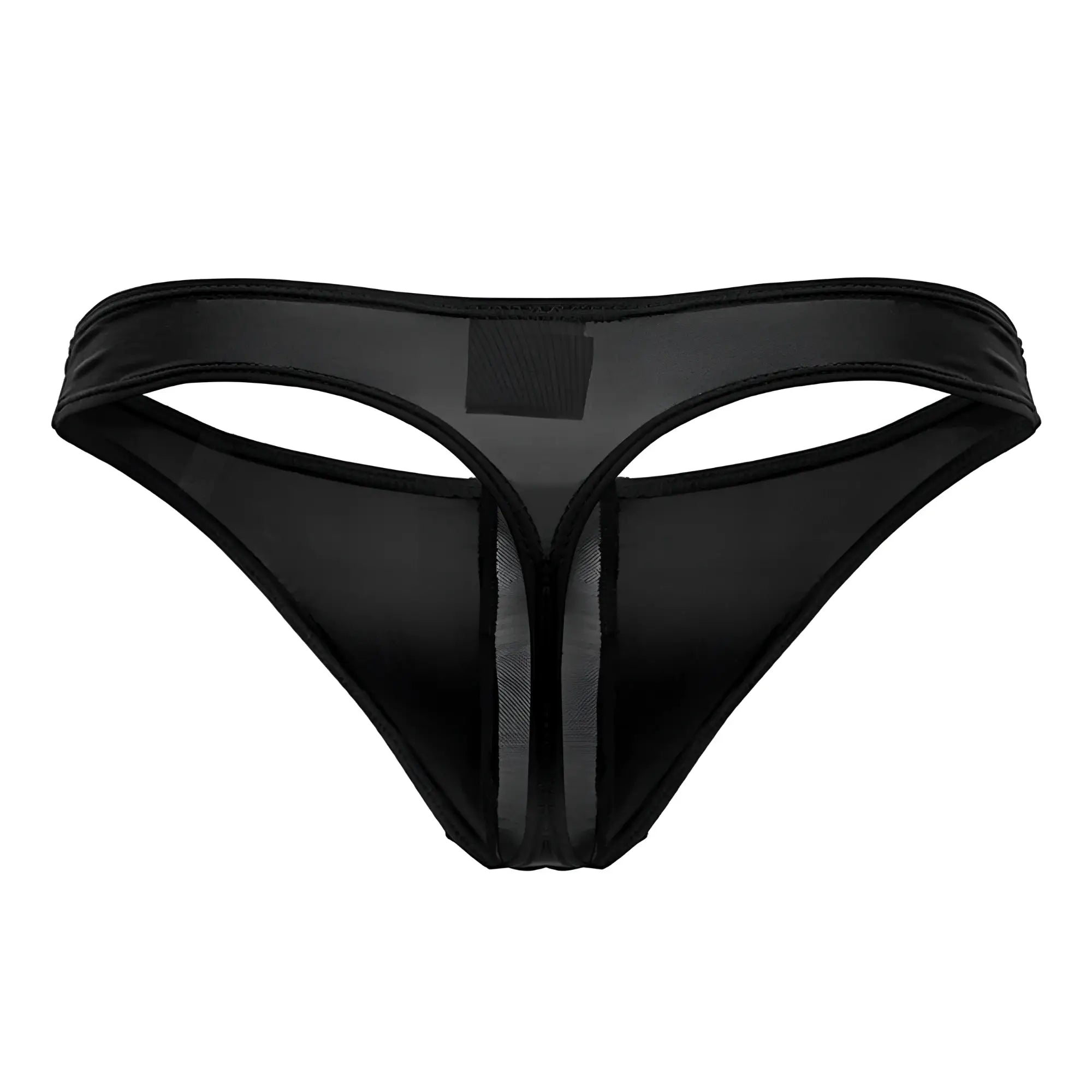 Black sheer mesh thong jor 2151 apolo with solid black waistband and center panel front view