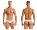 White mens briefs jor 2151 apolo thongs with a small red logo on the left hipband in white color