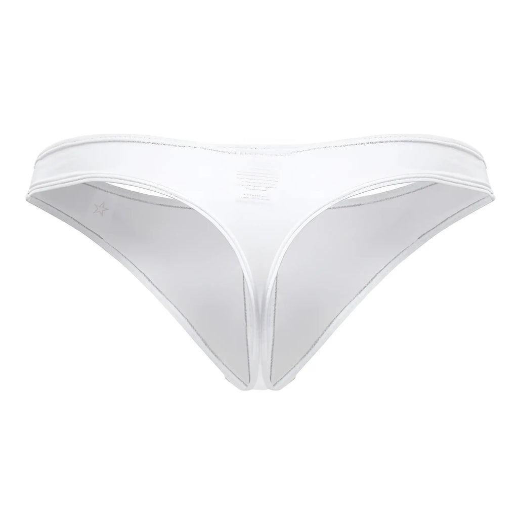 White sheer mesh JOR 2151 Apolo thong with thin waistband and subtle stitching details showing the back side
