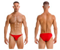 Red men’s swim trunks jor 2152 magnus bikini with gold-tone side straps designed for swimming and beachwear