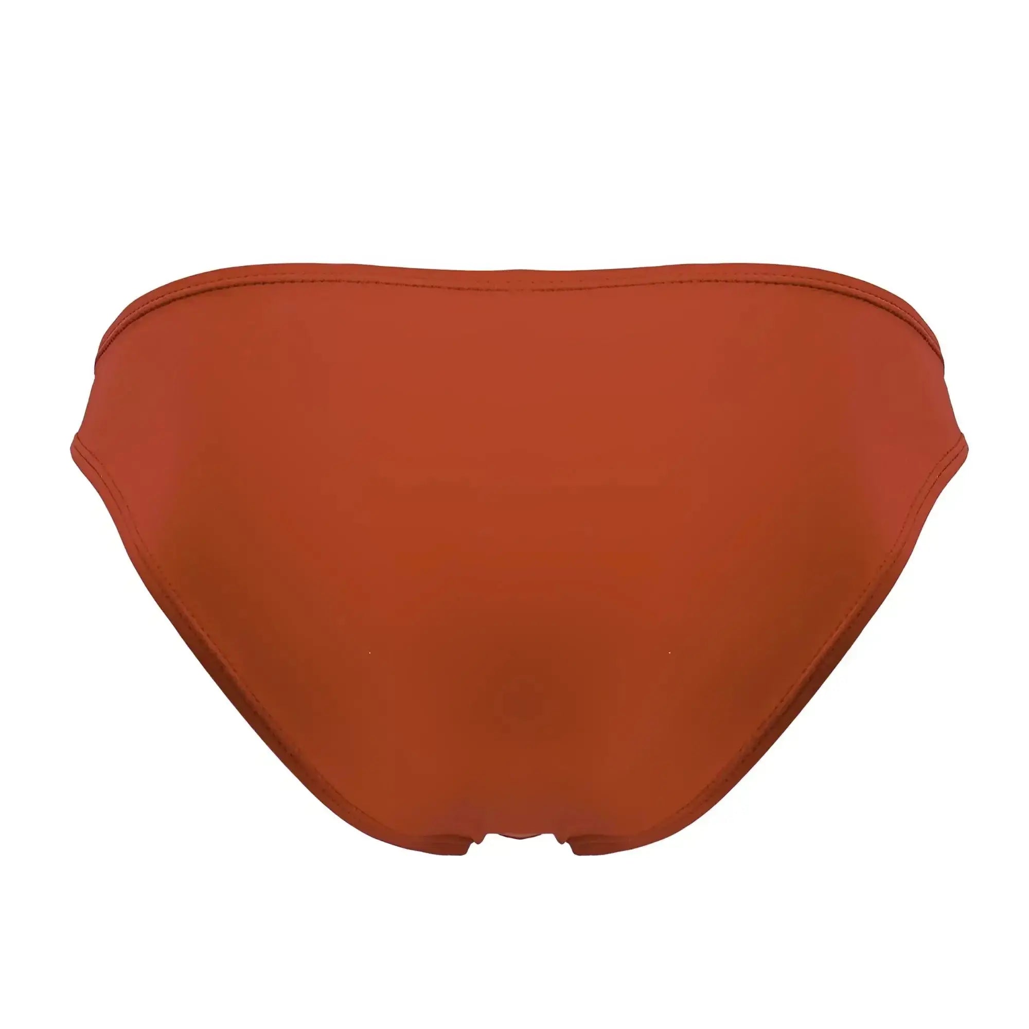 A sleek rust-colored magnus bikini bottom with smooth fabric and clean stitching from jor 2152 red collection
