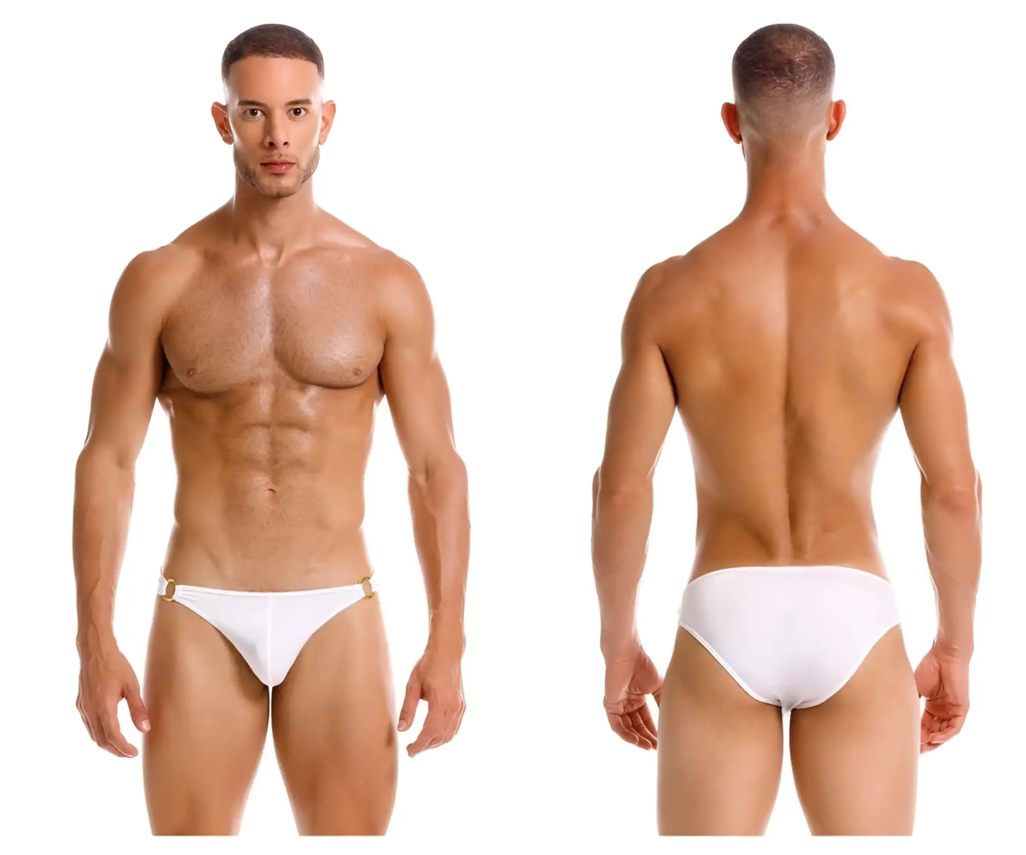 White jor 2152 magnus bikini briefs with gold trim designed for comfortable everyday wear