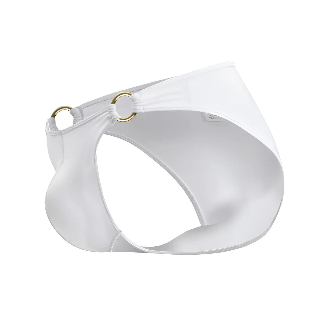 White satin briefs jor 2152 magnus bikini with gold toned metal rings on sides for stylish comfort