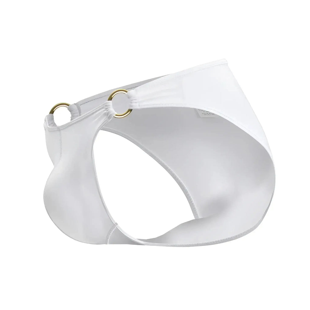 White satin briefs jor 2152 magnus bikini with gold toned metal rings on sides for stylish comfort