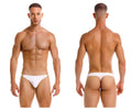 White jor 2153 magnus thongs with gold-tone hardware on waistband in soft breathable fabric