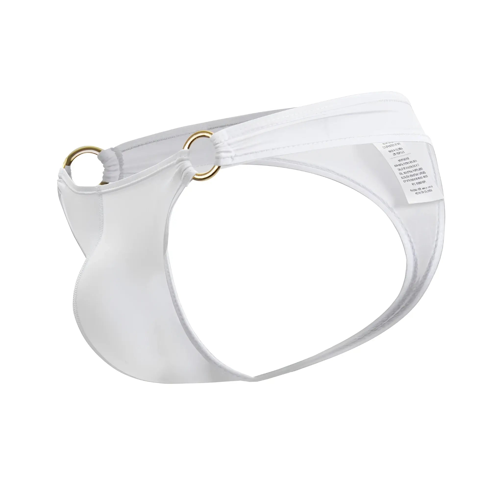 White satin fabric briefs with gold toned metal rings jor 2153 magnus thongs color white back view