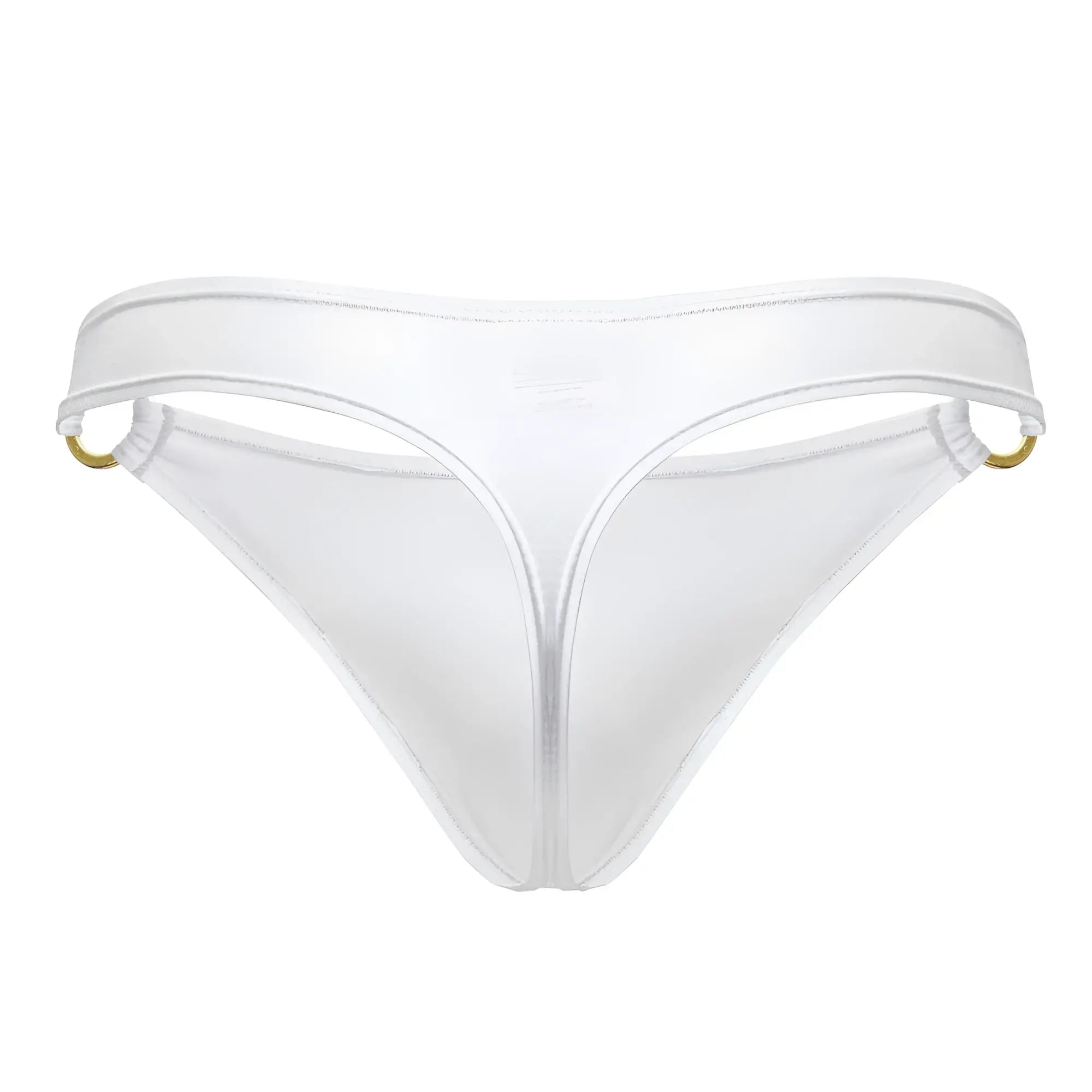 White thong bikini bottom jor 2153 magnus with gold-tone metal rings at the sides