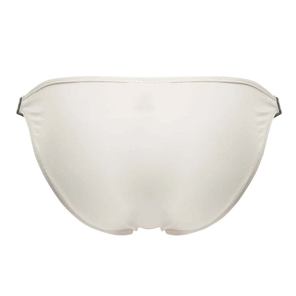 Cream-colored satin bikini bottom with subtle black trim edges from jor 2156 eros bikini color beige collection