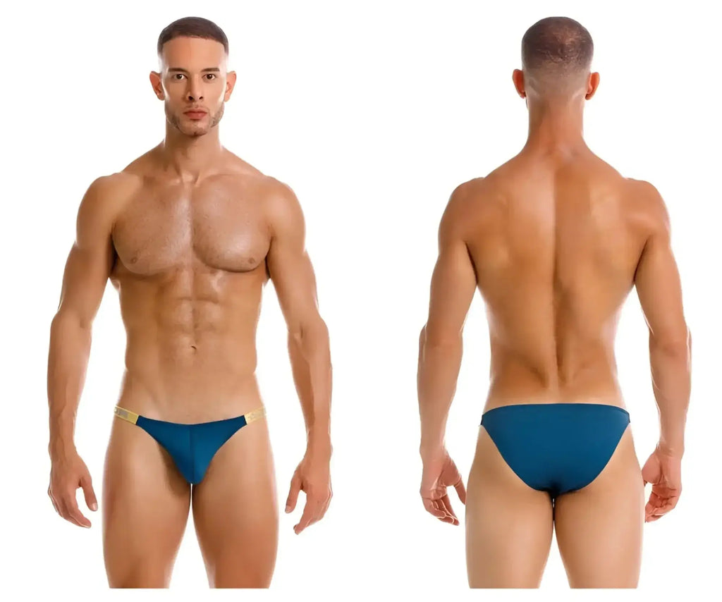 Blue swim trunks with gold trim from jor 2156 eros bikini color petrol featuring stylish contrast detailing