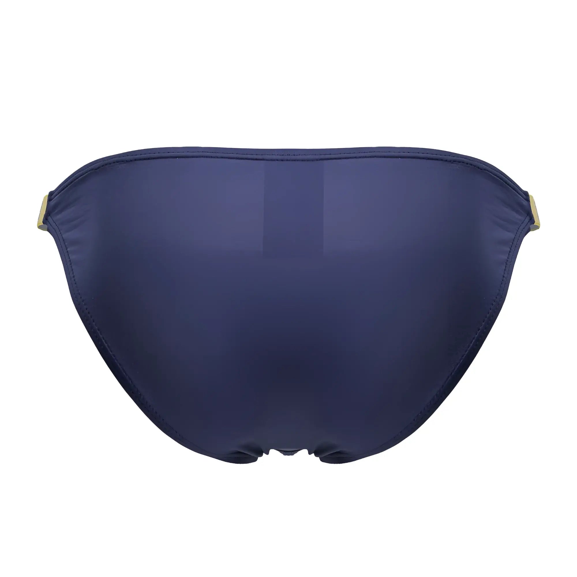Navy blue eros bikini bottom with gold toned side ties in petrol color for stylish swimwear wear