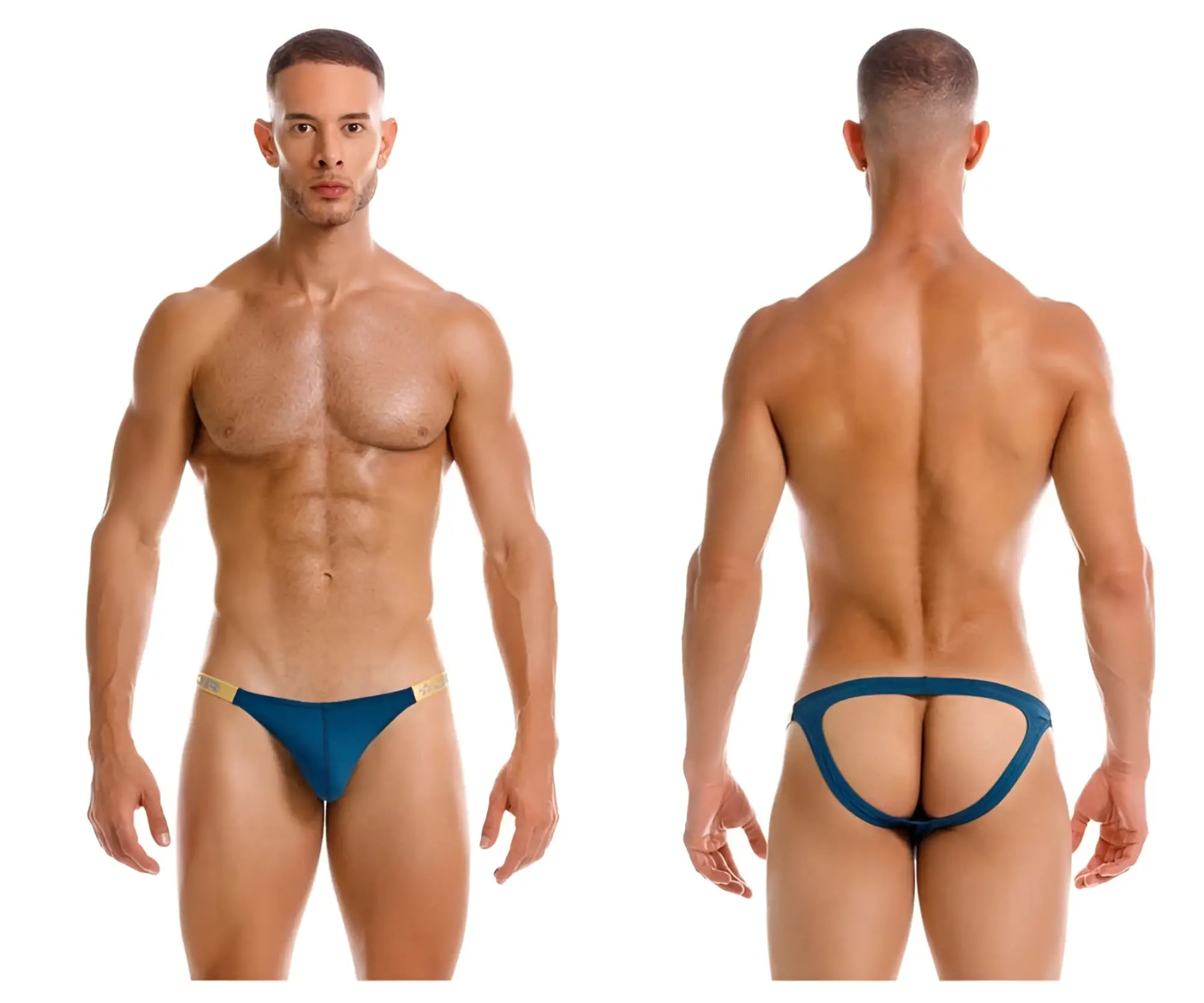 Jor 2157 eros jockstrap in petrol blue and yellow with a supportive contoured athletic design for active wear