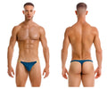 Blue thong with gold trim from jor 2158 eros thongs in petrol color showing front side details