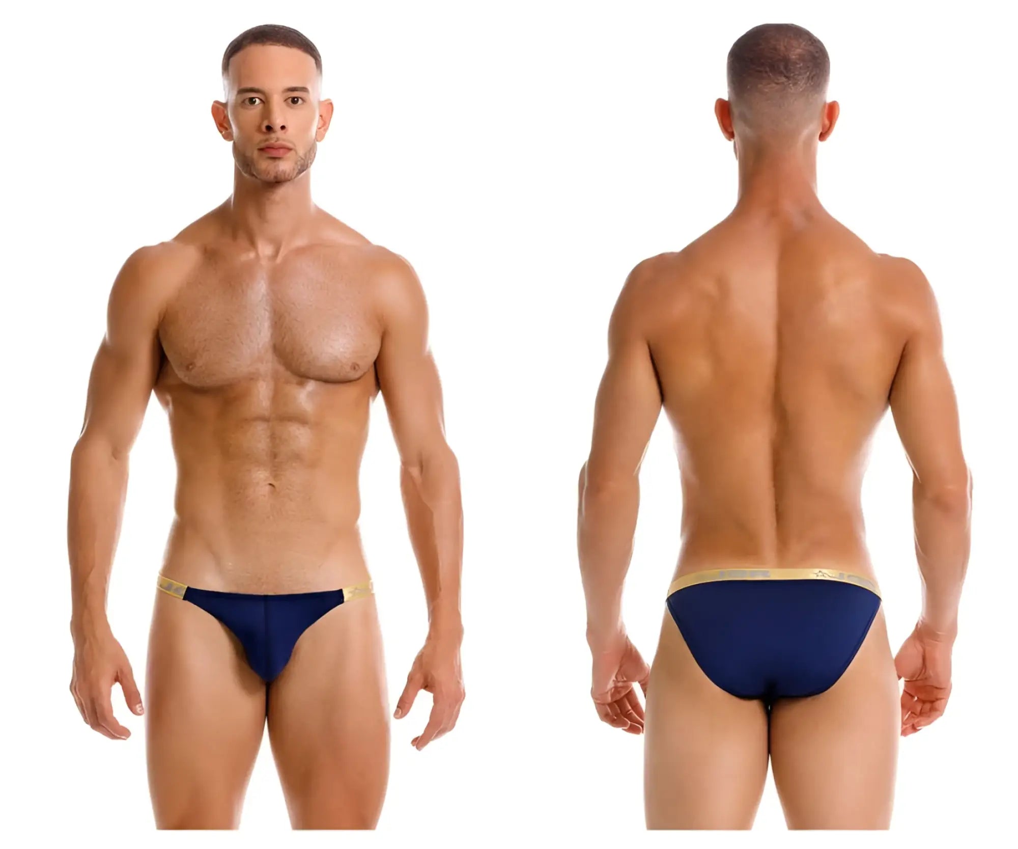 Navy blue JOR 2159 Ares bikini briefs with gold trim waistband made of comfortable fabric for everyday wear