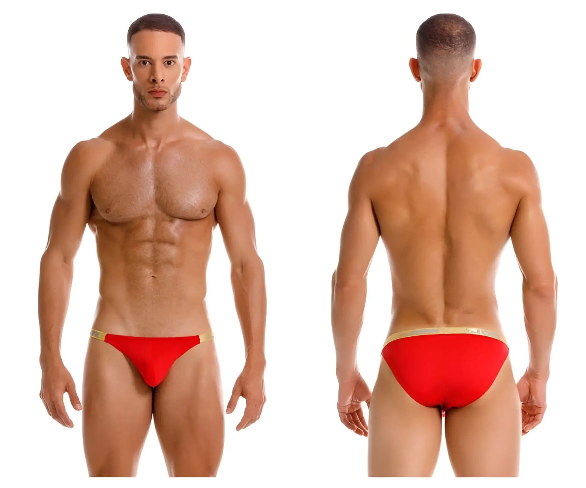 Red swim trunks jor 2159 ares bikini color red with gold trim designed for swimwear use