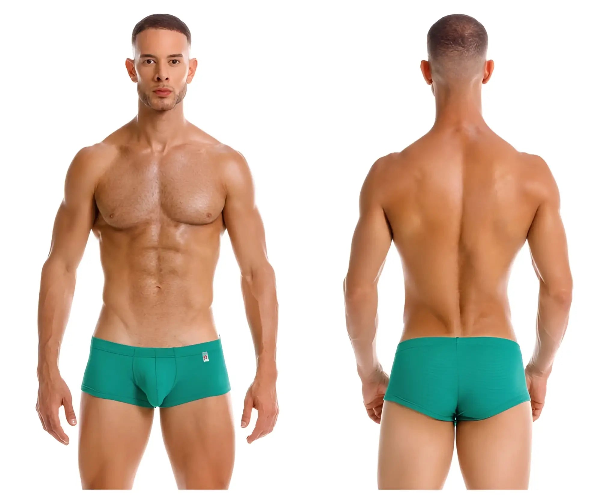 Teal men’s swim trunks jor 2166 Nova with small logo on waistband designed for swimming activities