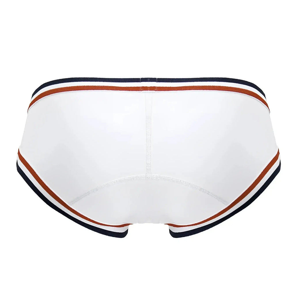 White jor 2169 martini briefs with navy and rust striped trim in soft breathable fabric for everyday comfort