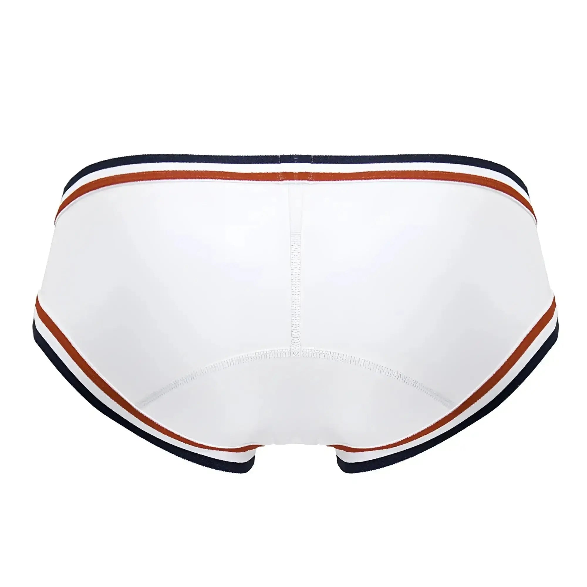 White jor 2169 martini briefs with navy and rust striped trim in soft breathable fabric for everyday comfort