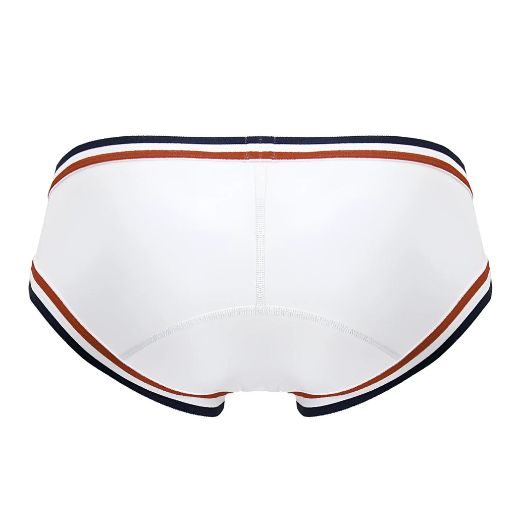 White jor 2169 martini briefs with navy and rust striped trim in soft breathable fabric for everyday comfort