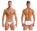White jor 2169 martini briefs with red and navy blue striped trim in soft breathable fabric for everyday comfort