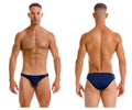 Navy blue JOR 2191 travel swim bikini brief trunks with a small logo on the waistband for swimming and travel
