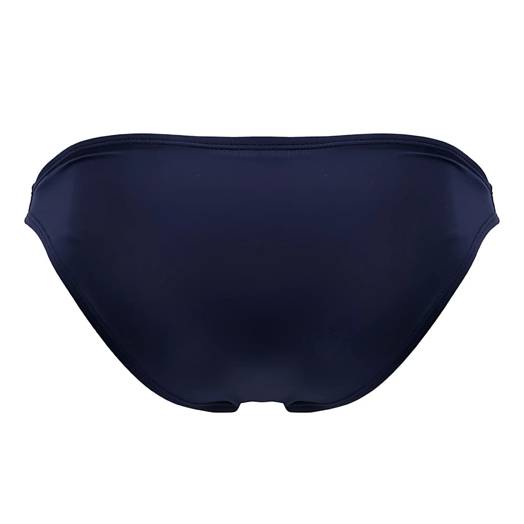 Navy blue jor 2191 travel swim bikini bottom with smooth stretchy fabric finish shown from the back side