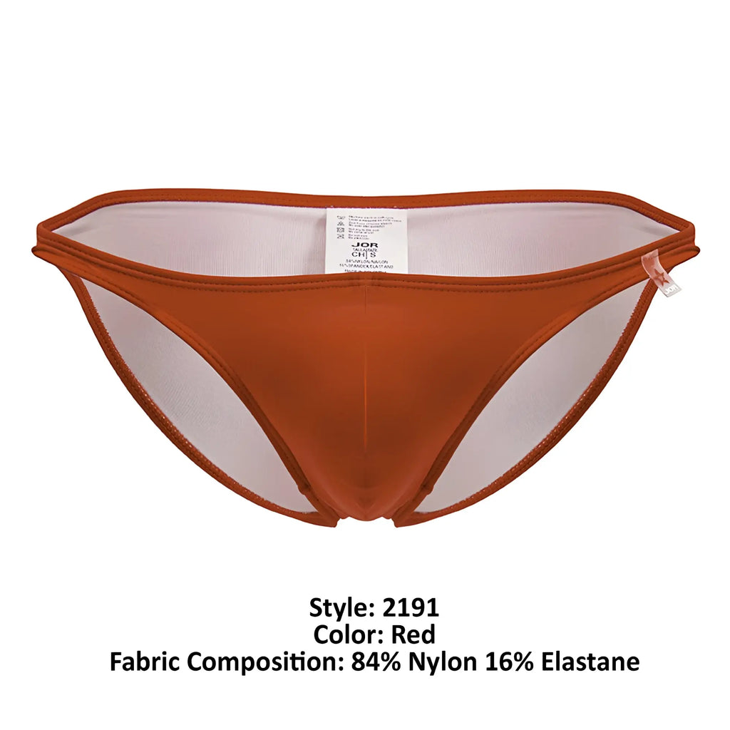 Red mens briefs jor 2191 travel swim bikini with sheer mesh panel made of 84 nylon and 16 elastane