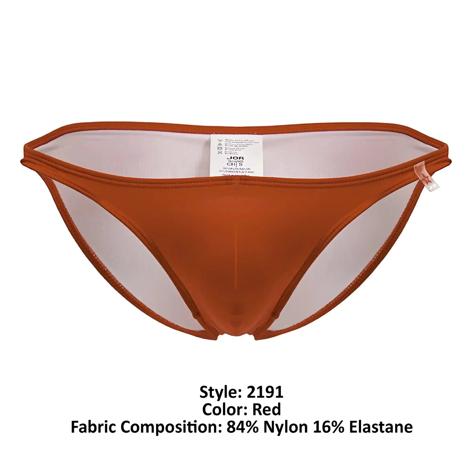 Red mens briefs jor 2191 travel swim bikini with sheer mesh panel made of 84 nylon and 16 elastane