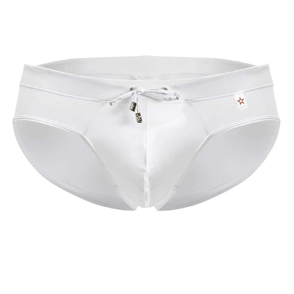 White jor 2193 mystic swim briefs feature drawstring waistband and subtle stitching details for comfortable swimwear