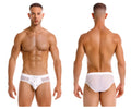 White jor 2193 mystic swim briefs in mesh fabric with drawstring waistband and subtle red logo detail