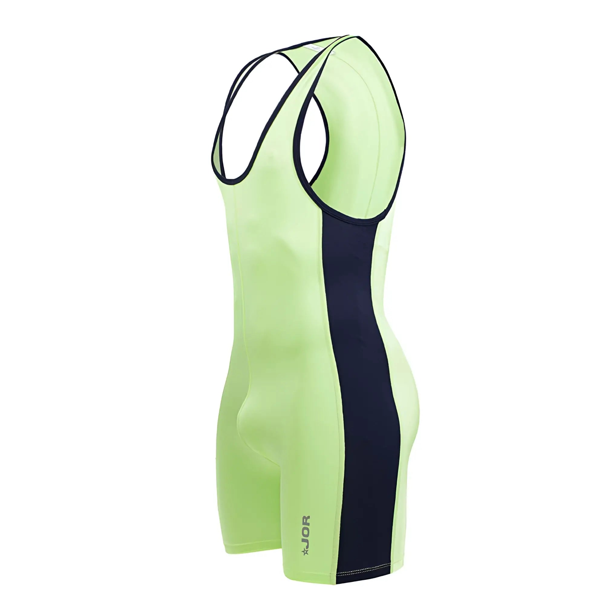 Neon green and black jor 2216 fighter bodysuit with sleek form-fitting design for athletic performance