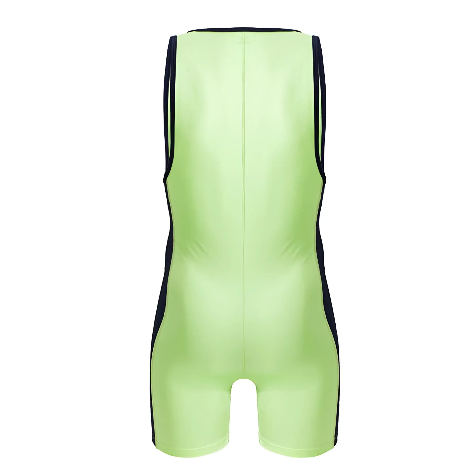 Neon green JOR 2216 fighter bodysuit sleeveless wrestling singlet with black side panels for athletic use