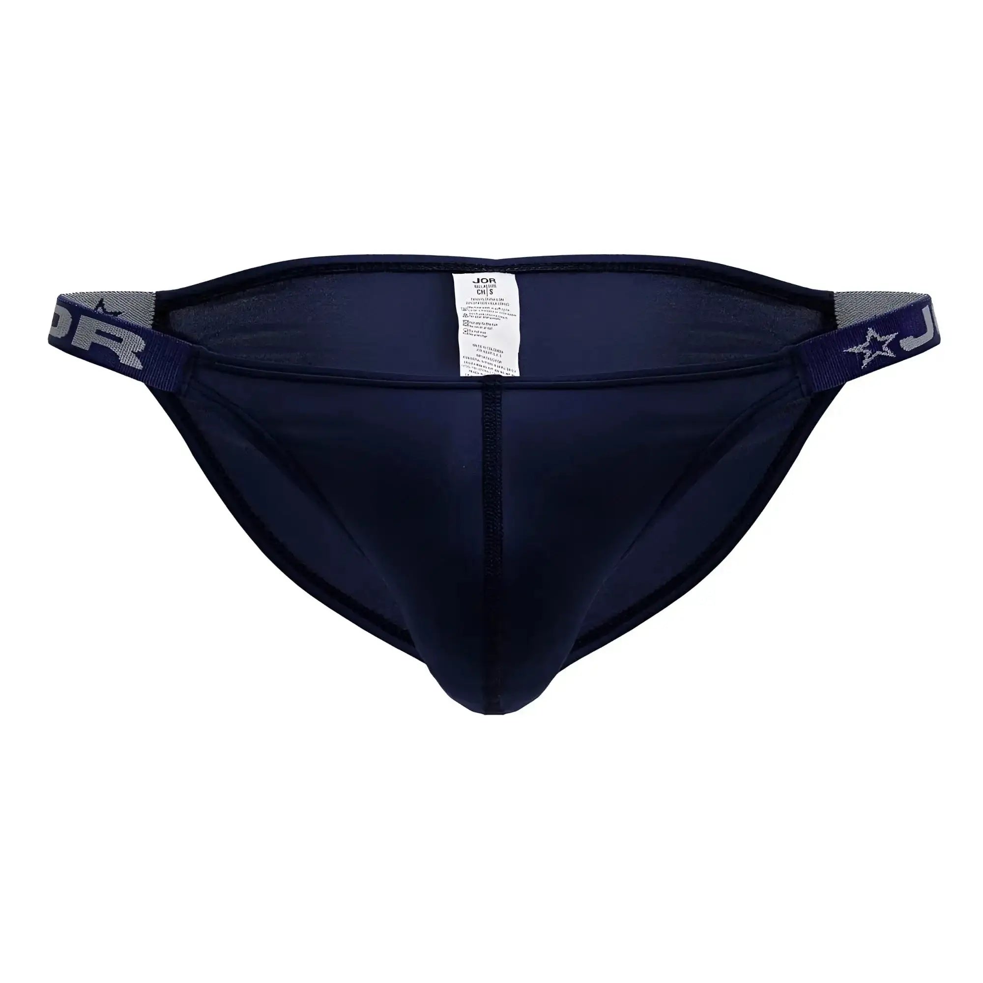 Navy blue jor 2233 eros bikini briefs for men with elastic waistband and star logo detail
