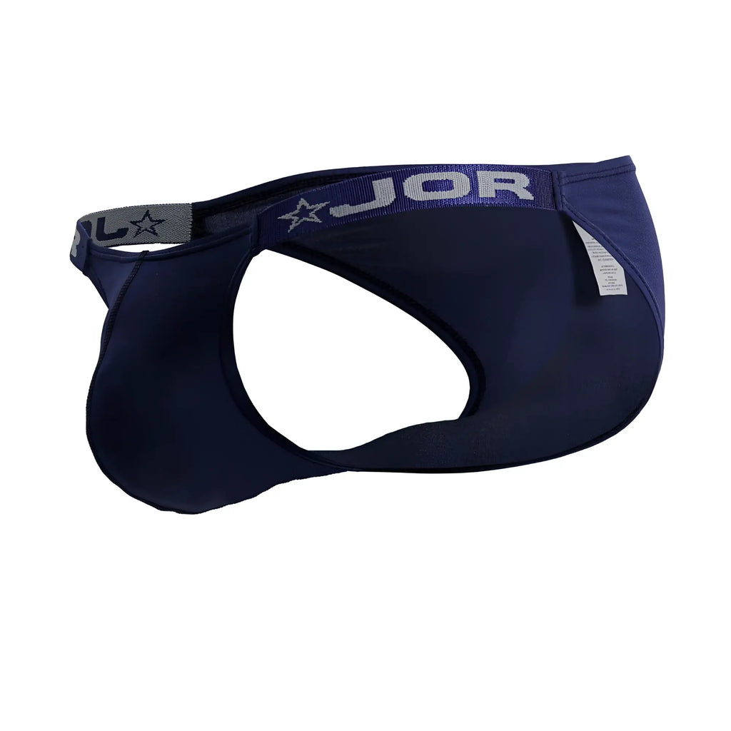 Navy blue Jor 2233 Eros bikini briefs for men with star logo waistband in comfortable stretch fabric