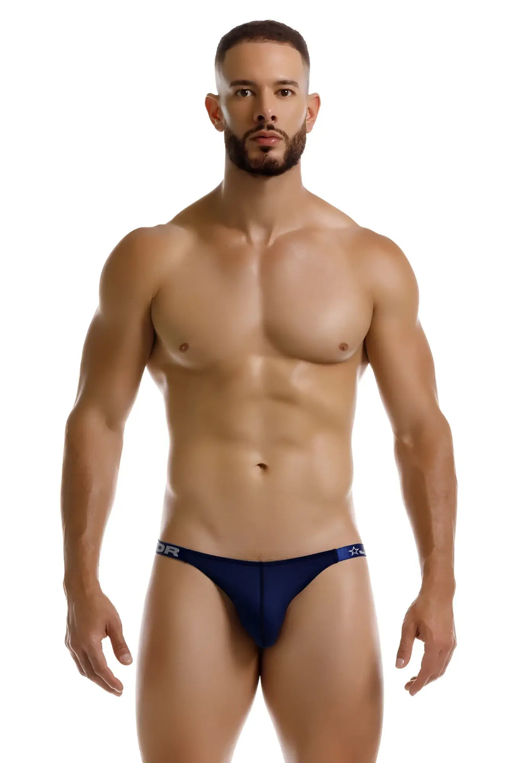 Navy blue JOR 2233 Eros bikini briefs with a subtle star logo on the waistband in soft fabric