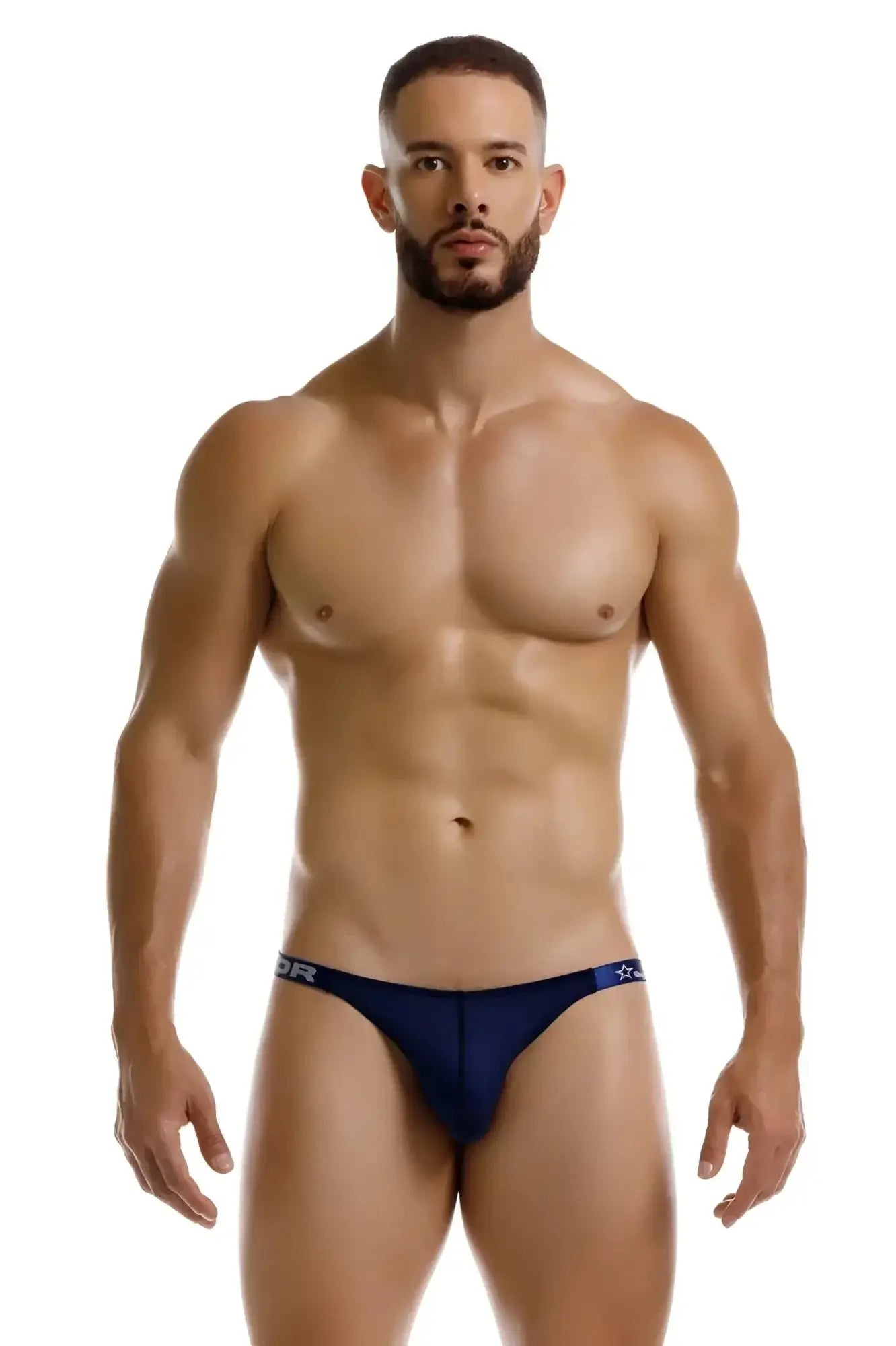 Navy blue JOR 2233 Eros bikini briefs with a subtle star logo on the waistband in soft fabric