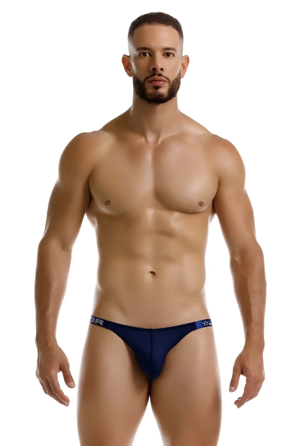 Navy blue JOR 2235 Eros thongs with subtle logo on waistband made of soft breathable fabric for comfortable wear