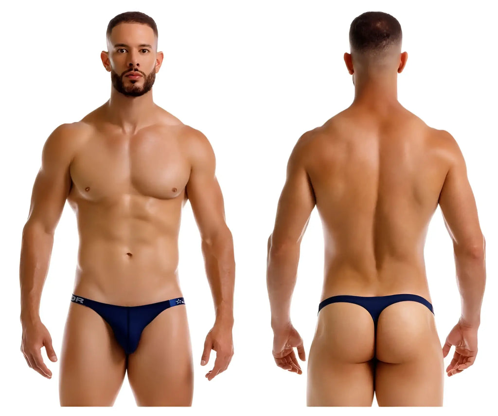Navy blue JOR 2235 Eros thong with subtle logo on waistband made from soft comfortable fabric for everyday wear