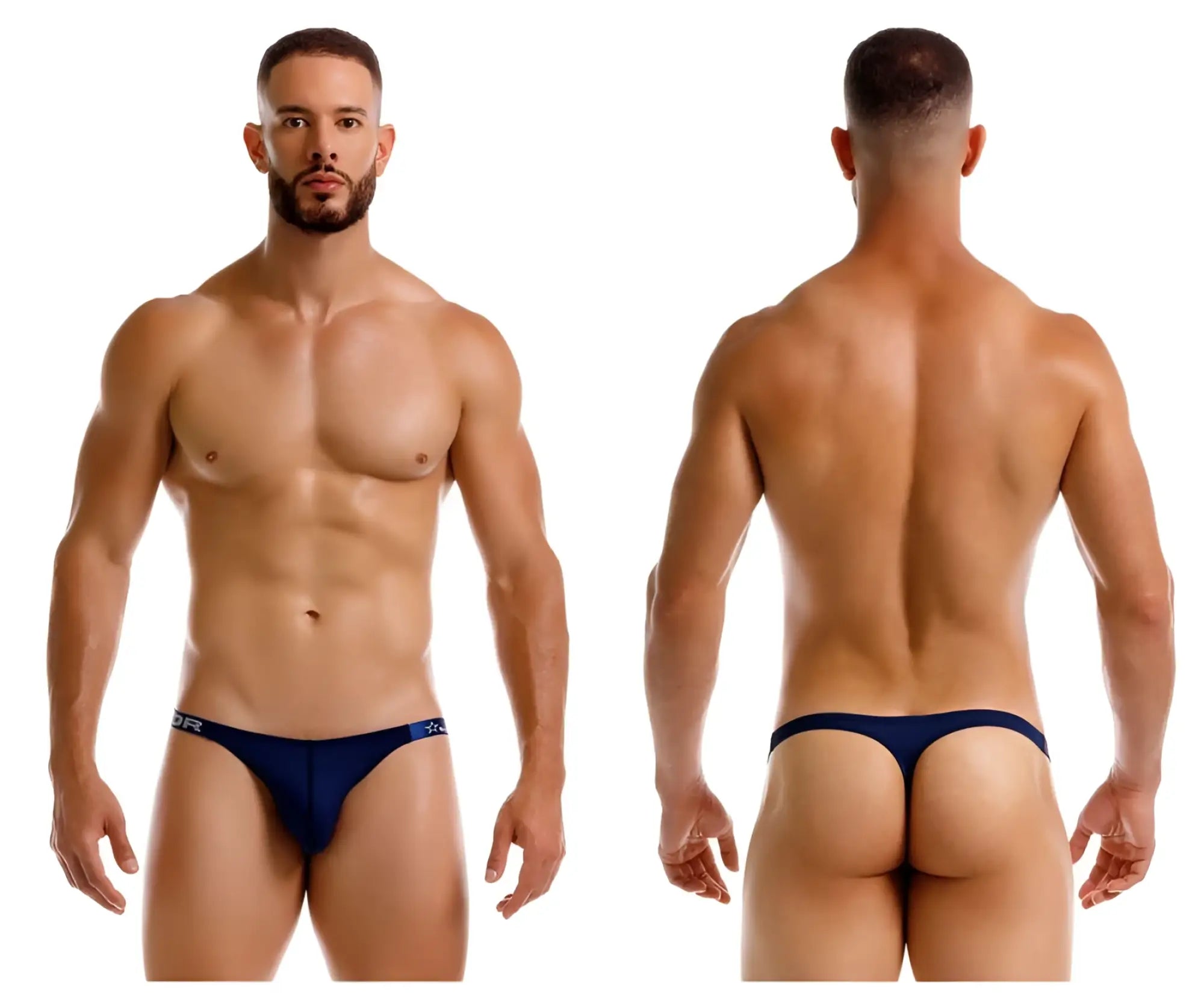 Navy blue JOR 2235 Eros thong with subtle logo on waistband made from soft comfortable fabric for everyday wear